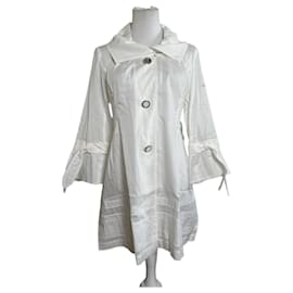 Vintage Courreges Baumwollmantel Weiß Silberne Knöpfe