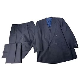 Traje de lana de raya diplomática Vintage Balenciaga Navy Principios de los 2000