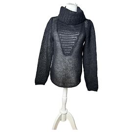 Vintage Giorgio Armani Strickpullover aus Wollmischung Dunkelgrau