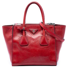 Borsa Prada Red Glace Calf Twin Pocket