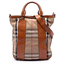 Sac Bonington en toile House Check beige de Burberry