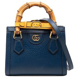 Bolsa Satchel Gucci Diana em couro de vitelo Bamboo azul