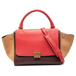 Céline Borsa Celine Red Small Tricolor Leather Trapeze