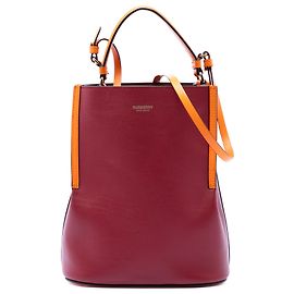 Burberry Red Small Leather Peggy Bucket Bag