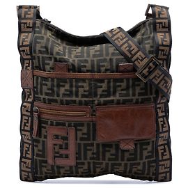 Fendi Messenger Bag FF Zucca Canvas Braun