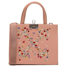 Borsa Off-White Brown Mini Calfskin Box Flower Arrow - Off White