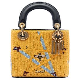 Lady Dior en lona bordada espadas amarillo