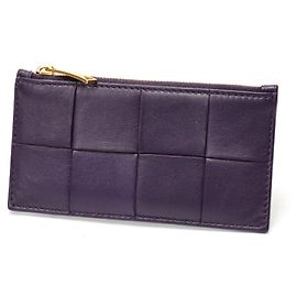 Tarjetero de piel de becerro morado Bottega Veneta