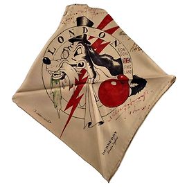 Burberry Lenço de Seda Estampa Cachorro Cartoon