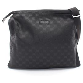 Borsa a mano Gucci in tela nera e pelle
