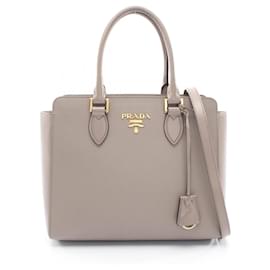Borsa a 2 modi in pelle beige Prada
