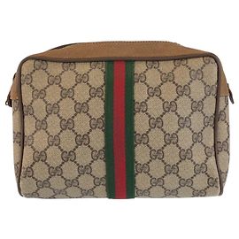 Pochette Gucci Vintage GG Supreme en toile et cuir