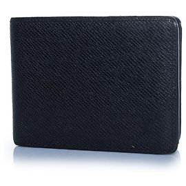 Louis Vuitton, portafoglio in pelle granulata nera con LV