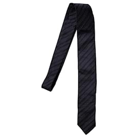 Dolce & Gabbana, black diagonal striped tie with dots