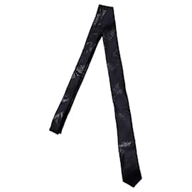 Saint Laurent, cravatta lucida con righe diagonali nere