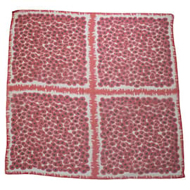 Hermes, red floral printed silk scarf - Hermès