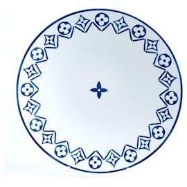 Louis Vuitton Monogram Flower Porcelain Dinner Plate Blue 27cm