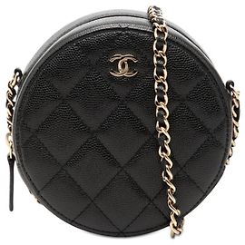 Borsa a tracolla Chanel in pelle caviar nera
