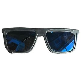 Yohji Yamamoto Black Acetate Sunglasses with Blue Lenses