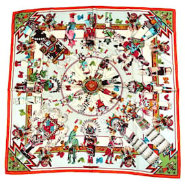 Hermès Pañuelo Kachina Kermit Oliver 90cm Seda