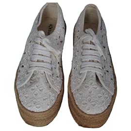 Superga Sneakers Espadrilles Platform Pizzo Bianco