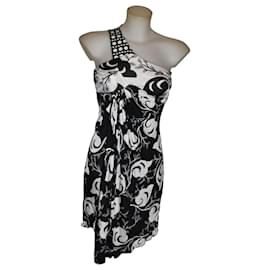 Versus Versace Black and White Floral Print Dress