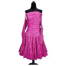 Georges Rech Vestido de Fiesta Años 80 Rosa con Falda de Vuelo