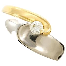 Autre Marque Diamantring aus PT900 Platin und 18K Gelbgold