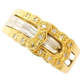 Autre Marque Anello a fascia in platino e oro con diamante