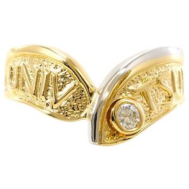 Autre Marque Anello a fascia in diamante, oro giallo 18K e platino