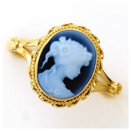 18K Gelbgold-Ring mit Stein-Cameo - Autre Marque