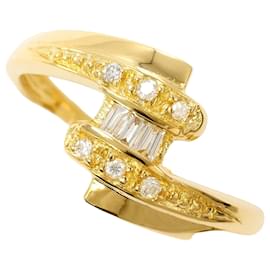Anello a fascia in oro giallo 18K con diamante - Autre Marque