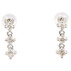 Autre Marque Brincos de botão em ouro branco 18K e diamantes