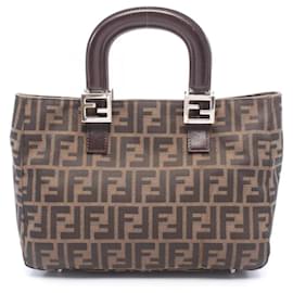 Borsa Tote Fendi Zucca marrone e nera in pelle e tela