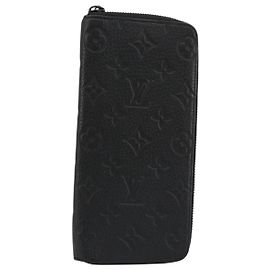 LOUIS VUITTON Monogram Empreinte Zippy Wallet Black M61864 LV Auth 140525