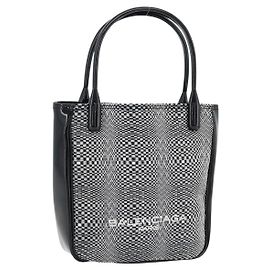 Borsa a mano BALENCIAGA in tela grigio argento Auth BA12932