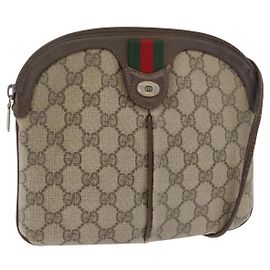 Borsa Sherry Line GG Supreme Web di GUCCI in PVC beige e oro 904 02 047 Auth 180234