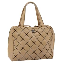 Borsa Tote CHANEL Wild Stitch in pelle Beige CC Auth 180632