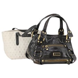 Borsa Jimmy Choo in Pelle 2 Set Nero Bianco Auth BA12856