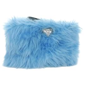 Clutch PRADA in Pelliccia Argento Light Blue Auth 179733SM
