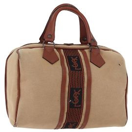 SAINT LAURENT Boston Bag Canvas Brown Auth BA12896