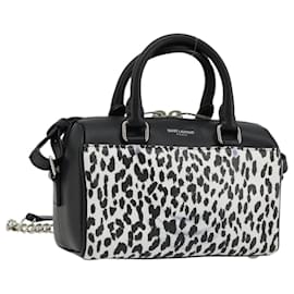 Borsa SAINT LAURENT Duffle Toy in pelle 2way Nero Argento Auth bs35119
