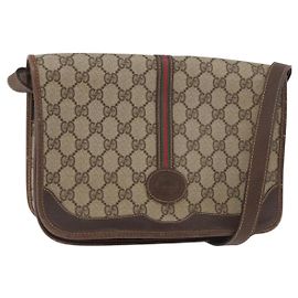 Borsa GUCCI GG Supreme Web Sherry Line PVC Beige Oro 001 104 0551 Auth 178811