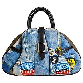 Christian Dior Miss Diorella Speedway Borsa Saddle Grande in Denim