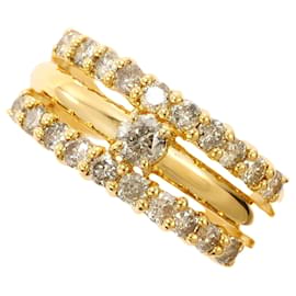 Bague anneau en or jaune 18K avec diamant - Autre Marque