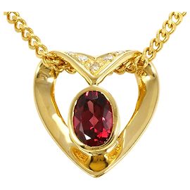 Autre Marque 18K Gelbgoldhalskette mit Granat und Diamant