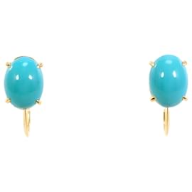 Brincos de clip em ouro amarelo 18K com turquesa - Autre Marque