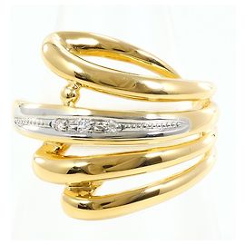 Autre Marque Anillo de banda elegante en oro amarillo de 18K y platino con diamantes