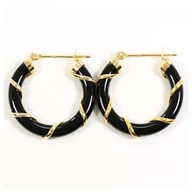 Orecchini a cerchio in oro giallo 18K con onice - Autre Marque