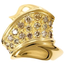 Autre Marque 18K Gelbgold-Ring mit braunem Diamanten